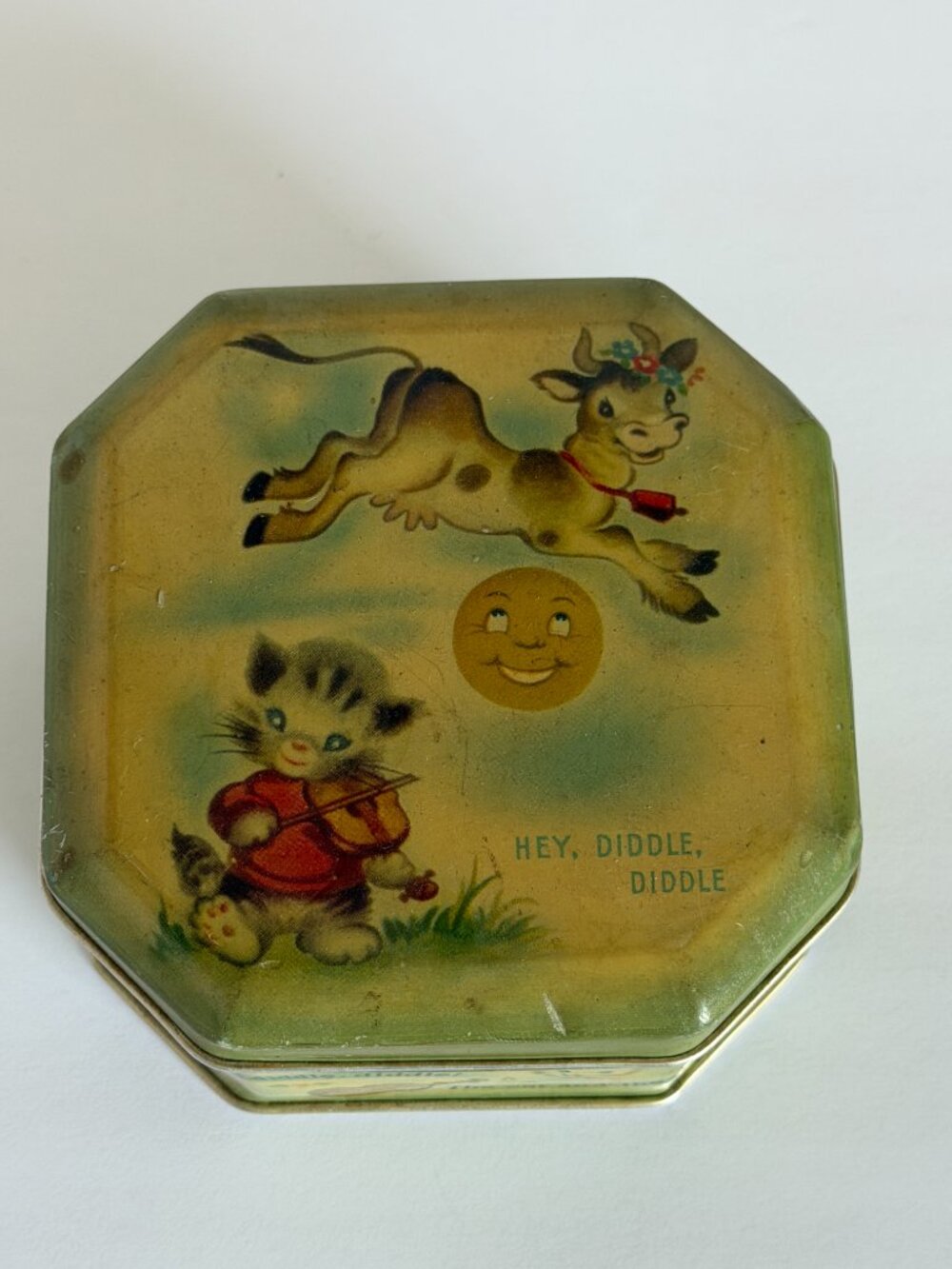 1945 Vintage Tin Box Nursery Rhyme Hey Diddle Diddle The Metal Box Co - Picture 3 of 10
